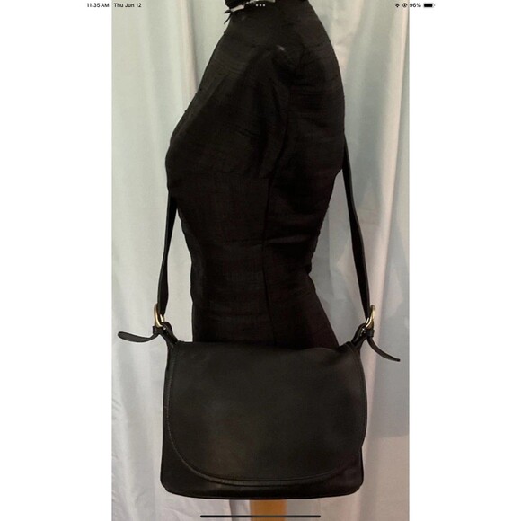 Coach Mahogany Leather Fletcher Flap Shoulder/Crossbody Bag 4150 Black VTG Y2K - Picture 1 of 12